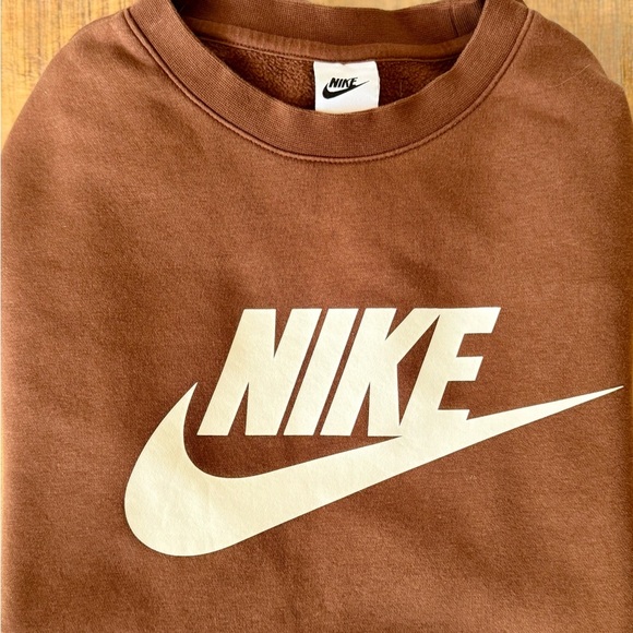 Nike Club Fleece Sweatshirt Brown Cacao Wow Logo Pullover Men’s Large (Tagged M) - Picture 1 of 9